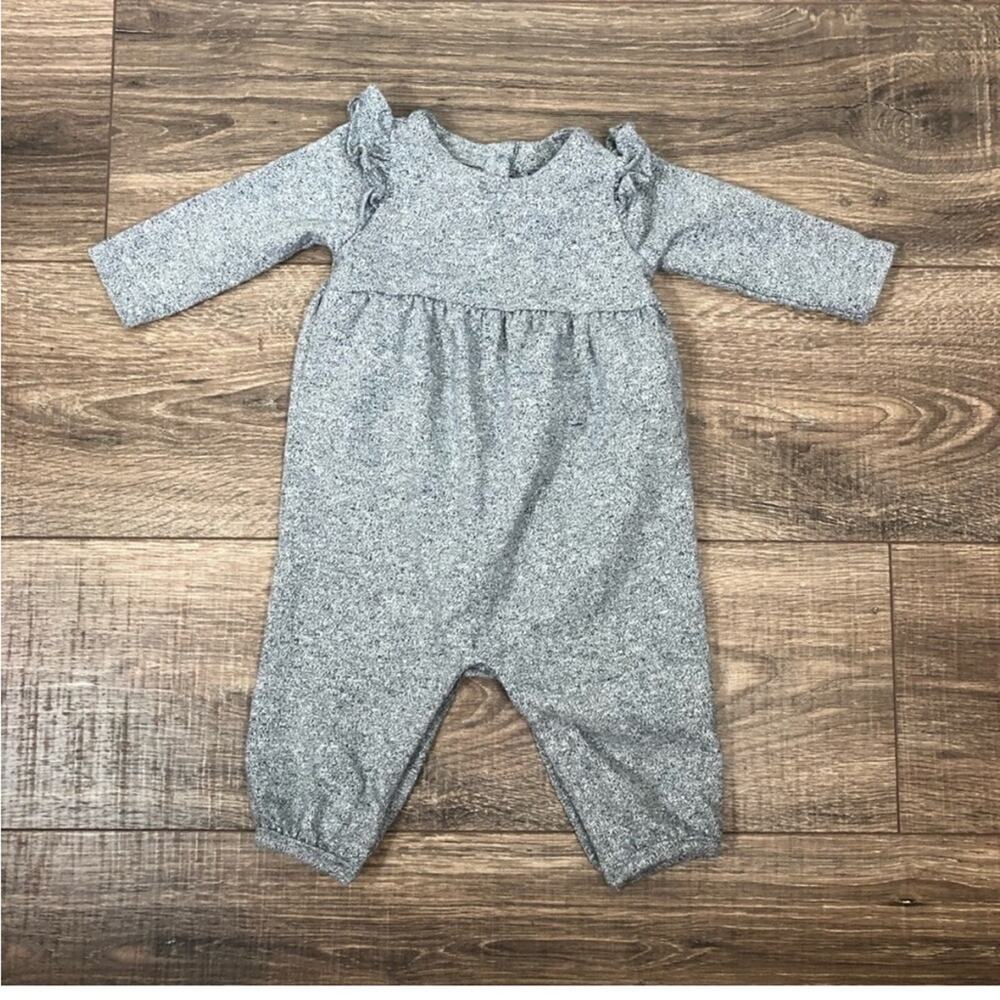 Baby gap grey long sleeve one piece with ruffles